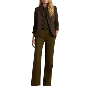 NWT Lauren Ralph Lauren High-Waist Flare Pants Botanic Green Size 16